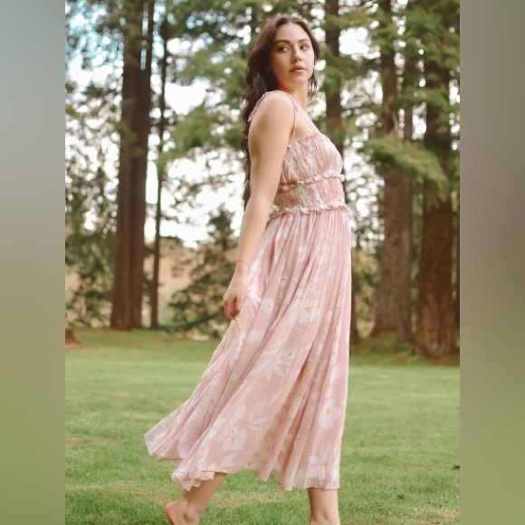 Pink Floral Midi Dress - Picture 4 of 5